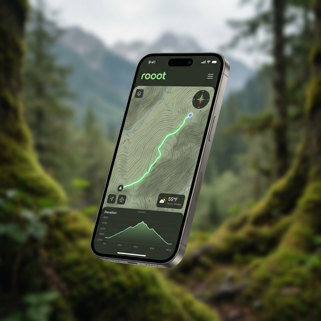 rooot route planner interface showing elevation profile and surface analysis
